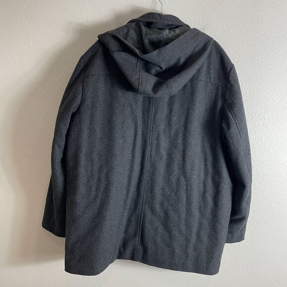 Gap Womens Plus XXL Gray Duffle Coat Hood & Toggle Closure Wool Blend Peacoat - Picture 10 of 10